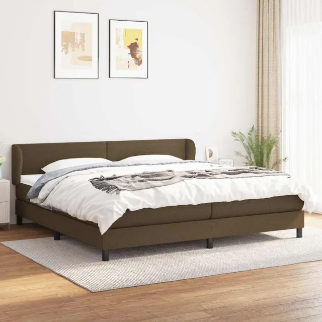 vidaXL Boxspring met matras stof donkerbruin 200x200 cm bruin