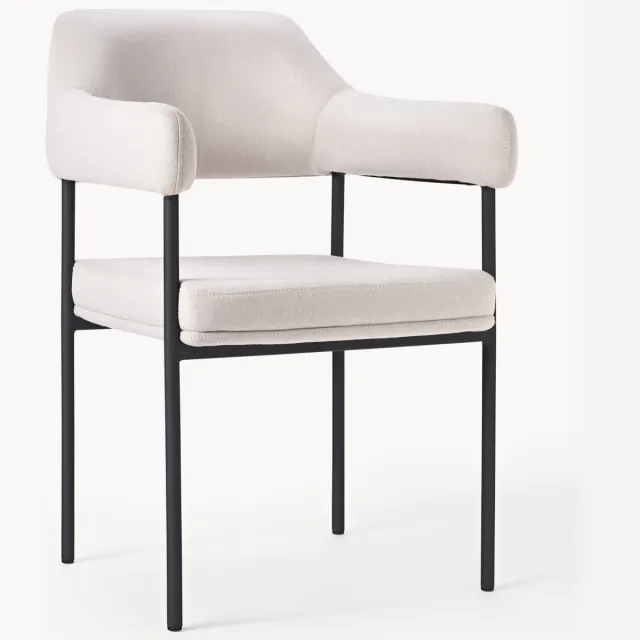 Westwing Collection Gestoffeerde armstoel Zoe Wit, Zwart