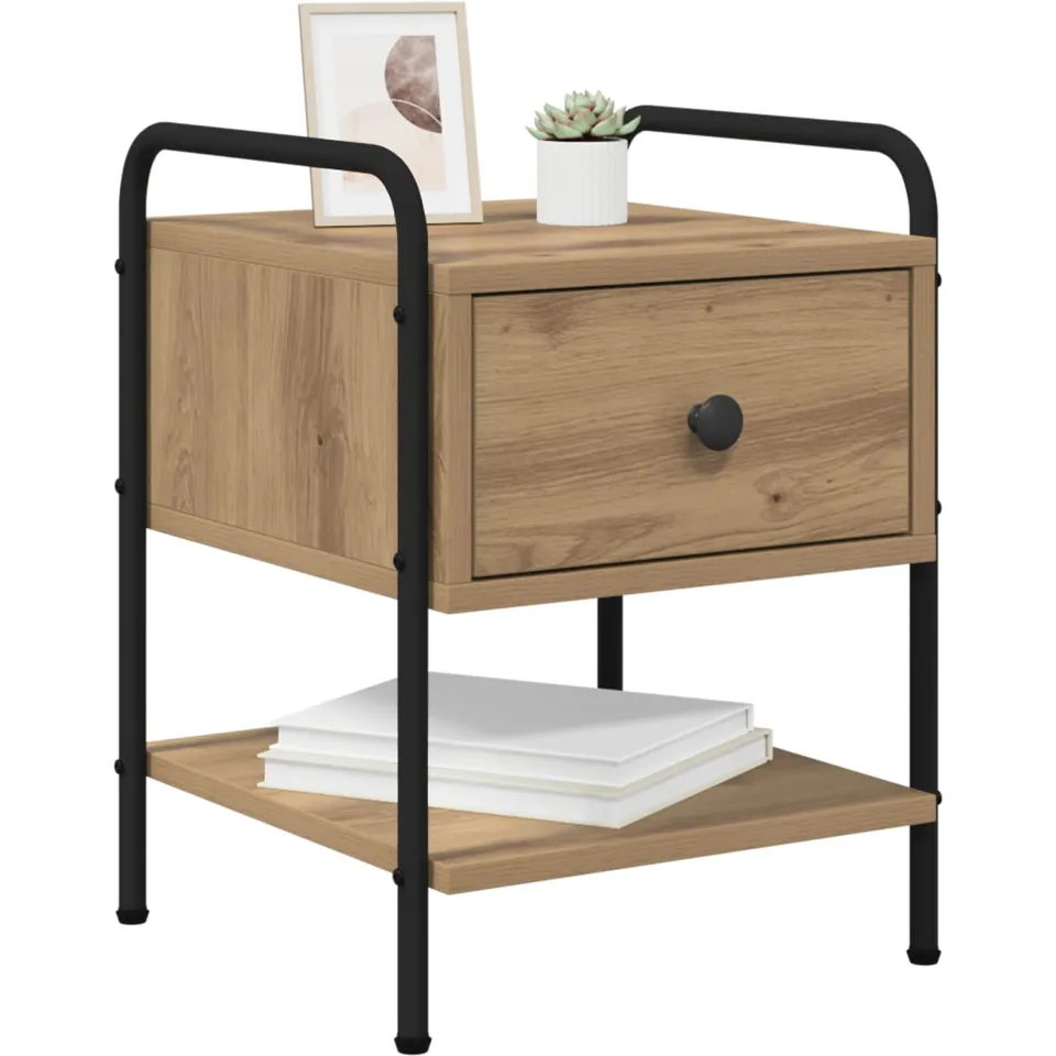 vidaXL Nachtkastje 2 st Artisanaal eiken Bewerkt hout Bruin