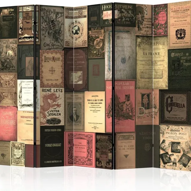 karo-art Vouwscherm - Bibliotheek 225x172cm , gemonteerd geleverd, dubbelzijdig geprint (kamerscherm) Multikleur