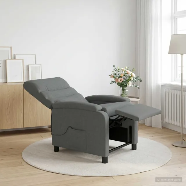 vidaXL Massage Recliner Donkergrijs Stof