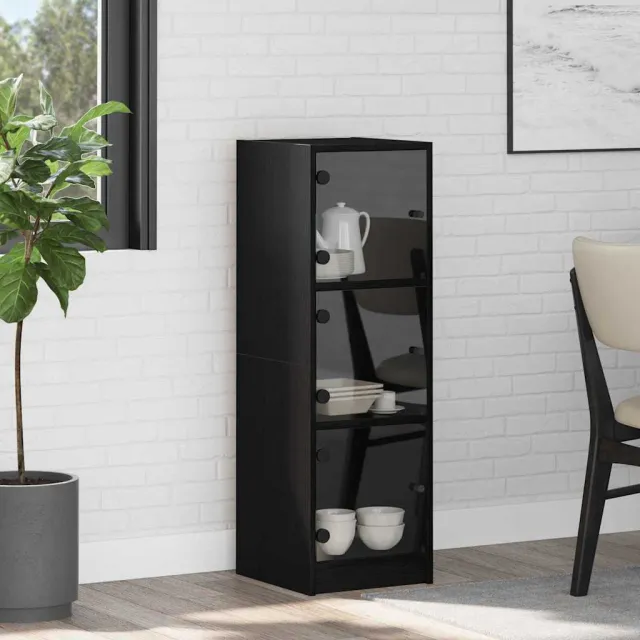 vidaXL Highboard Zwart Eiken 35 x 37 x 109 cm Bewerkt hout, foto 2