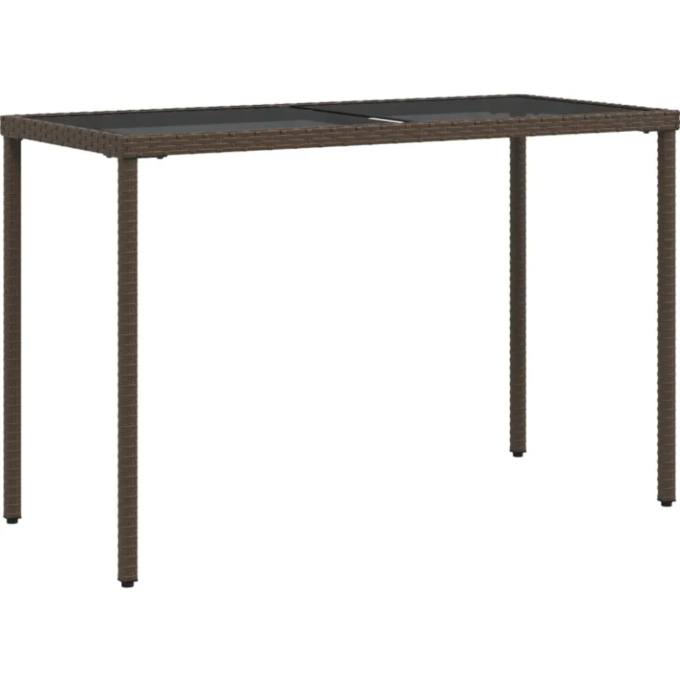 vidaXL Tuintafel met glazen blad 115x54x74 cm poly rattan bruin