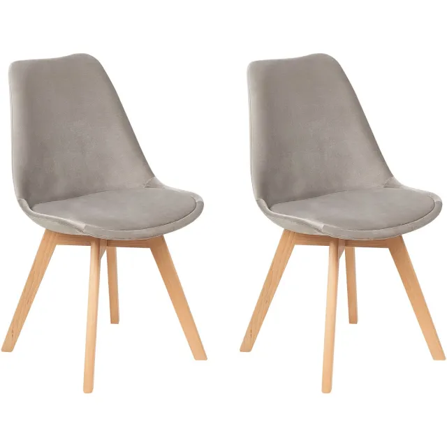 Beliani DAKOTA - Eetkamerstoel - Taupe - Fluweel Beige