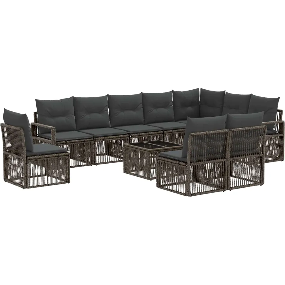 vidaXL Tuinbankenset 11 st Grijs poly rattan, foto 3