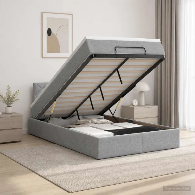 vidaXL Ottoman bed met matras Lichtgrijs 120 x 190 cm Stof
