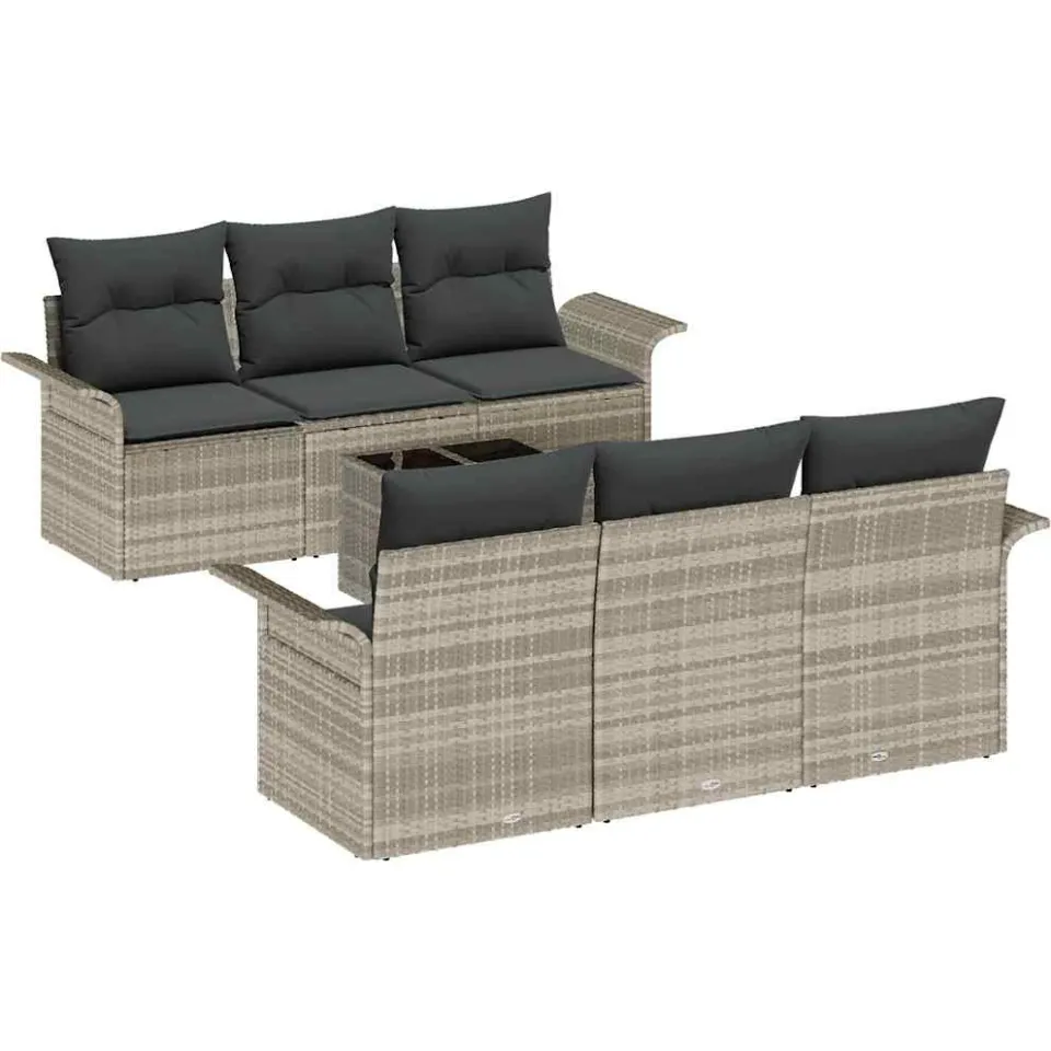 vidaXL Tuin Sofa Set 7 st Lichtgrijs poly rattan