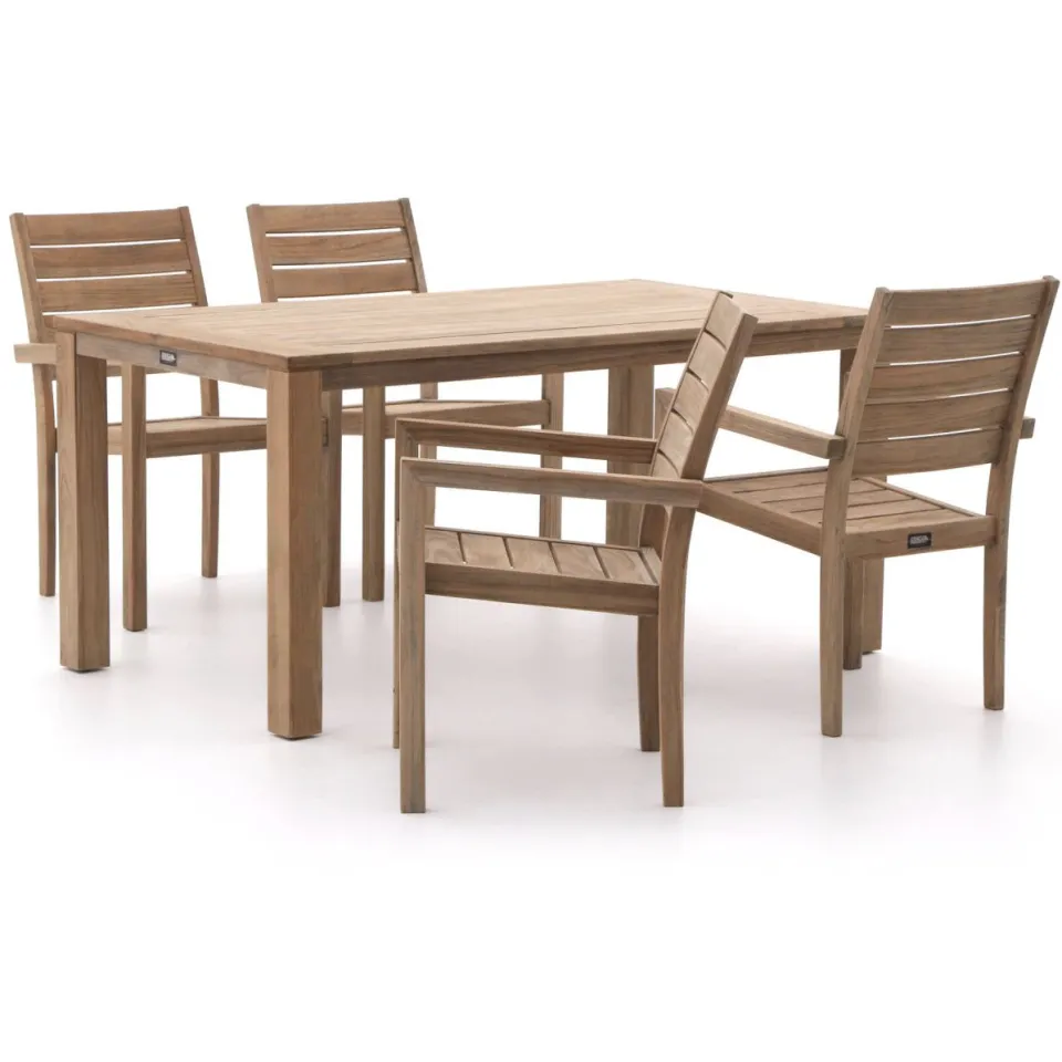 ROUGH Furniture ROUGH-S dining tuinset 160cm 5-delig stapelbaar bruin, foto 5