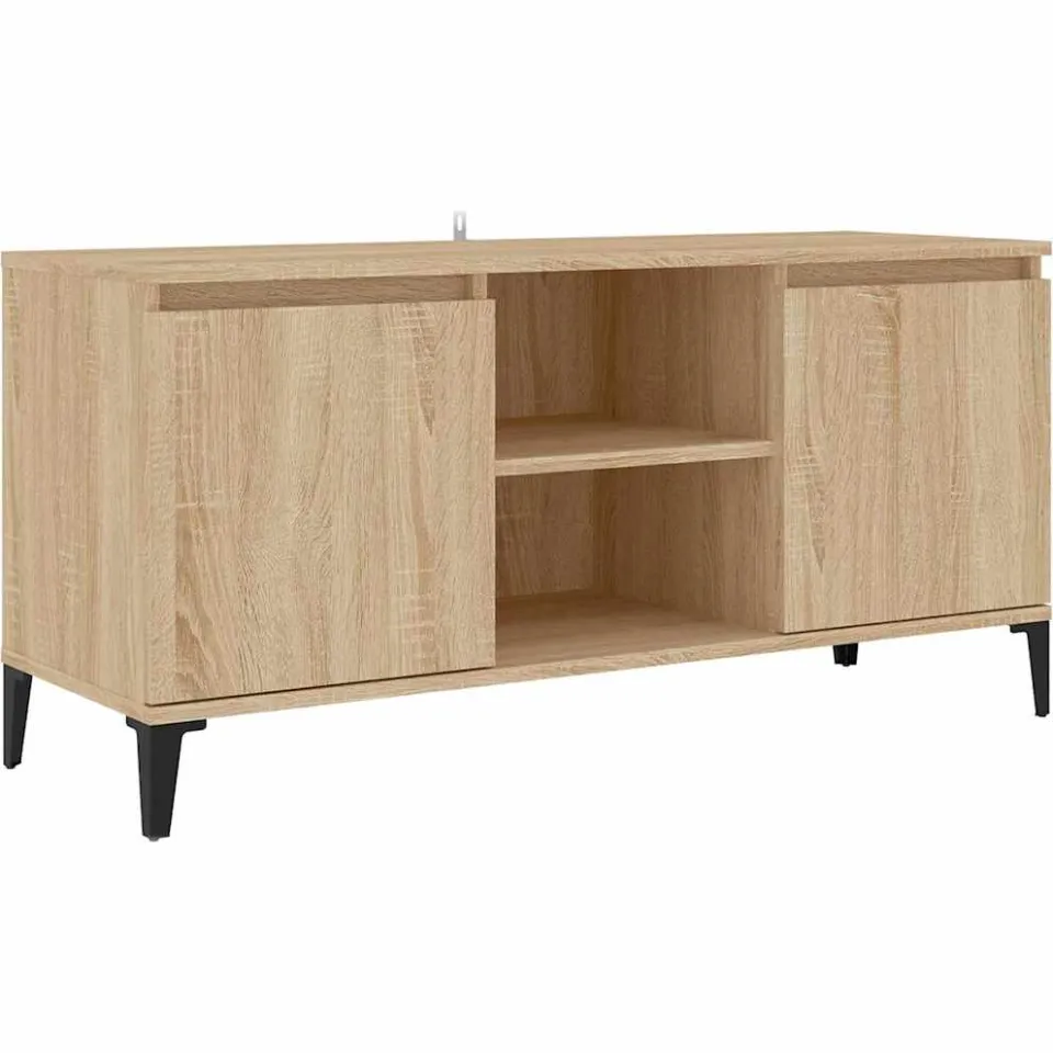 vidaXL Tv-meubel met metalen poten 103,5x35x50 cm sonoma eikenkleurig Bruin