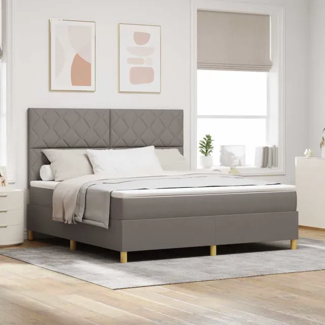 vidaXL LED Box Spring Bed met hoofdeinde Taupe 180 x 200 cm Stof