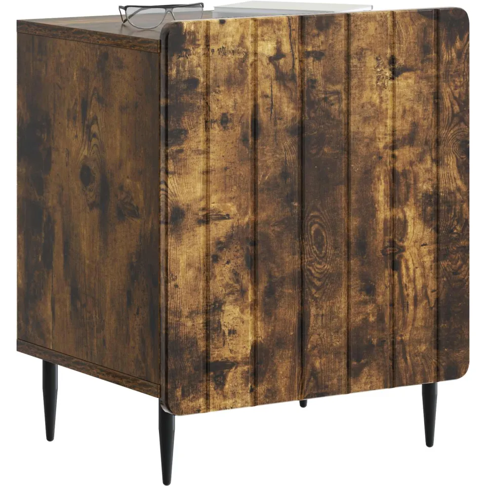 vidaXL Nachtkastje Gerookt eiken 43 x 34,5 x 52 cm Bewerkt hout Bruin