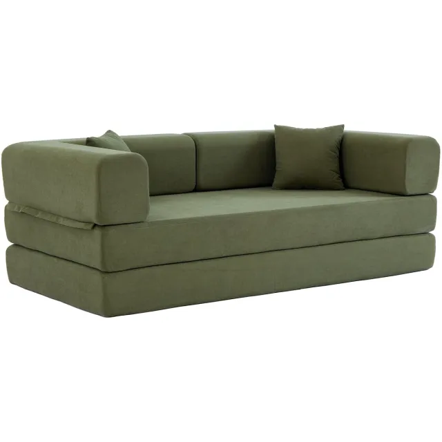 MODENUIT Slaapbank 200 x 100 x 70 cm - Opvouwbaar Met Verplaatsbare Armleuningen - Corduroy Groen