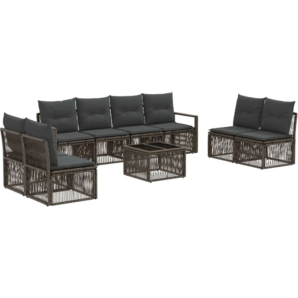 vidaXL Tuinbankenset 9 st Grijs poly rattan, foto 3