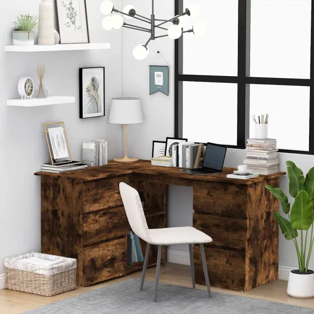 vidaXL Hoekbureau 145x100x76 cm bewerkt hout gerookt eikenkleurig Bruin