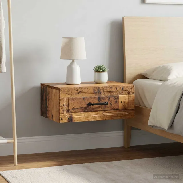 vidaXL Wandbeugel Bedkast 2 st Oud hout 49 x 34,5 x 20 cm Bewerkt hout bruin, foto 2