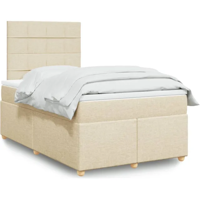 vidaXL Boxspring met matras stof crèmekleurig 120x200 cm