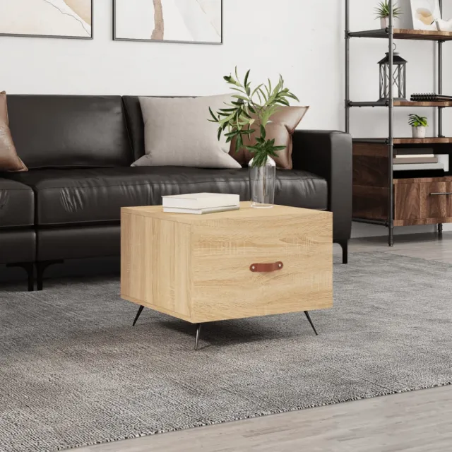 vidaXL Salontafel 50x50x35 cm bewerkt hout sonoma eikenkleurig, foto 2