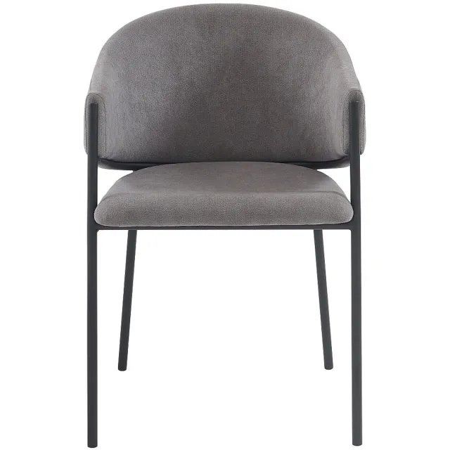 Vente-unique Set van 2 stoelen met stoffen en metalen armleuningen - Grijs - ORDIDA