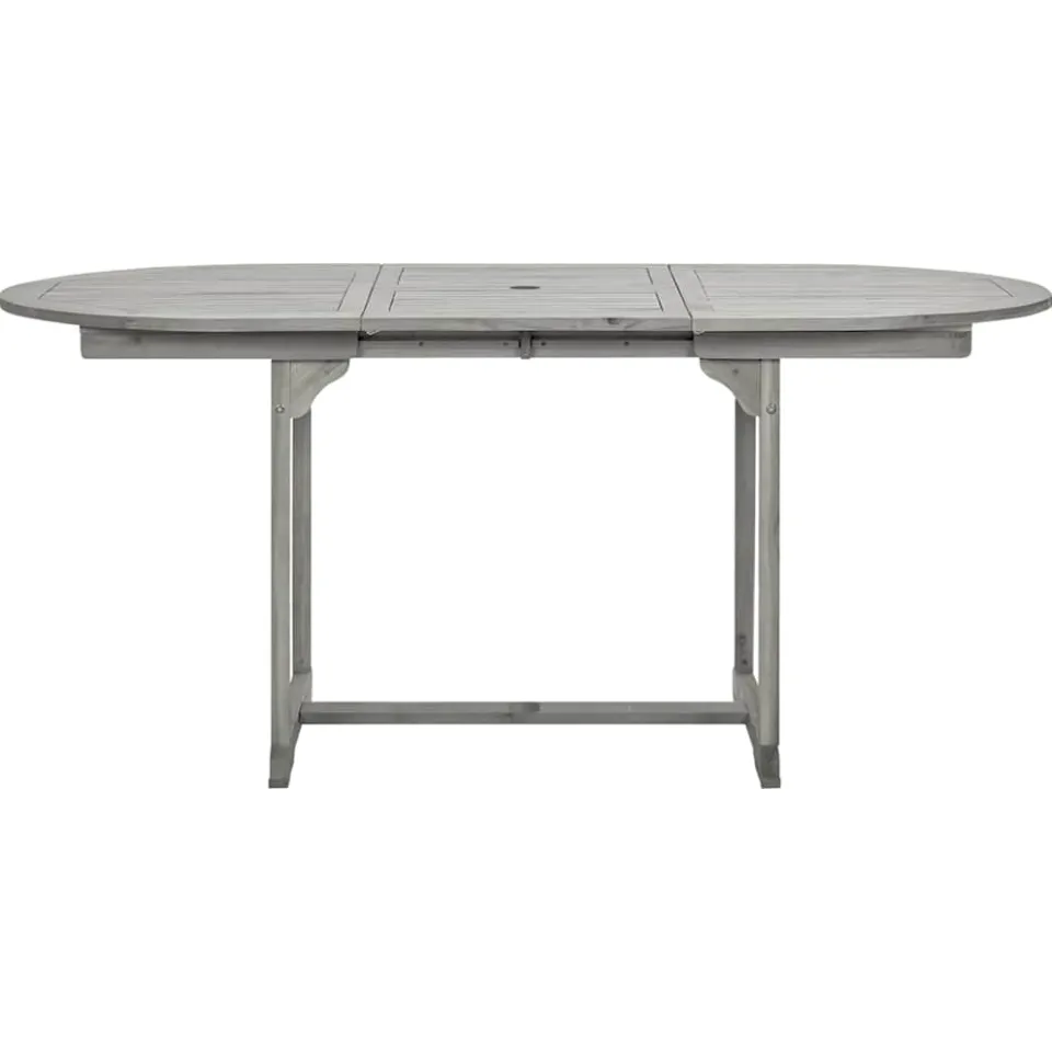 vidaXL Tuintafel (120-170)x80x75 cm massief acaciahout grijs, foto 4