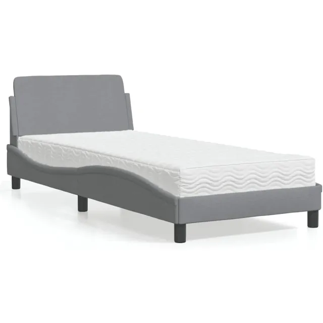 vidaXL Bed met matras "Dover" stof lichtgrijs 90x200 cm