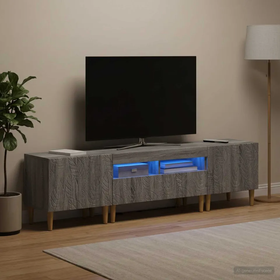 vidaXL 3-delige LED TV-kast DELFT Grijs Sonoma Bewerkt hout, foto 3