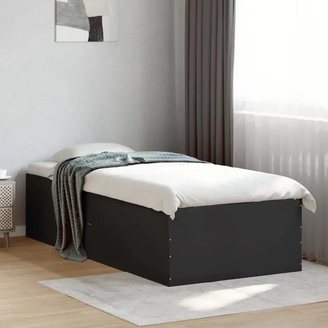vidaXL Bedframe bewerkt hout zwart 75x190 cm