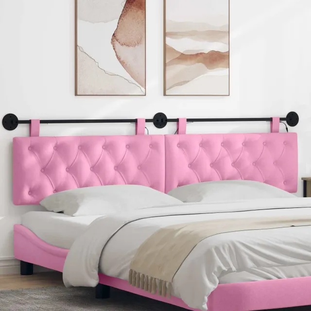 vidaXL Hangend hoofdbord Roze Stof