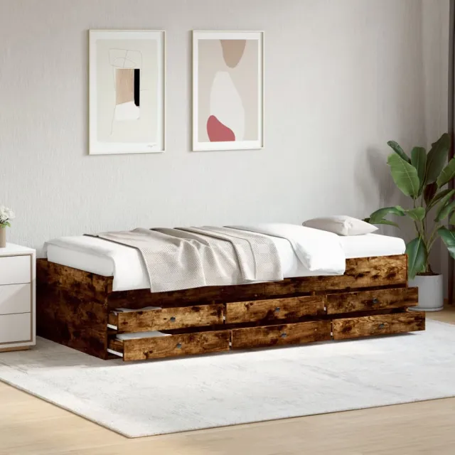 vidaXL Slaapbank met lades zonder matras 100x200 cm gerookt eikenkleur