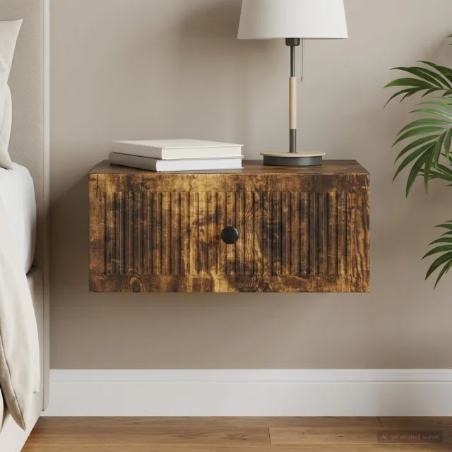 vidaXL Nachtkastje Gerookt eiken 49 x 34,5 x 20 cm Bewerkt hout, foto 2
