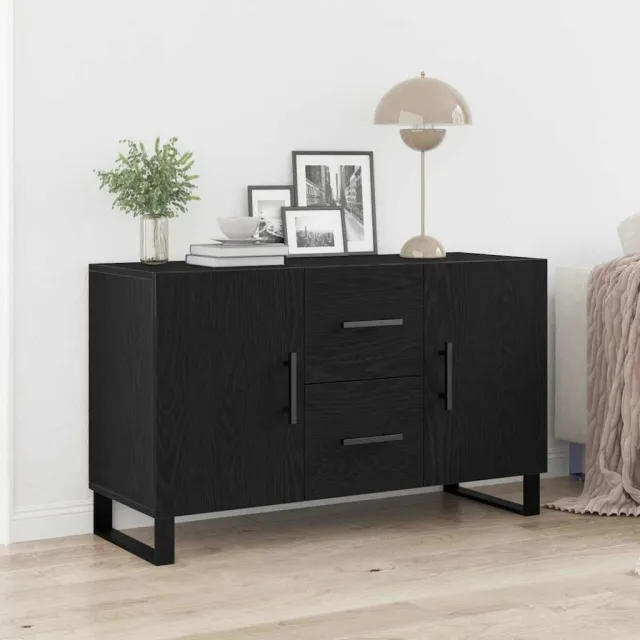 vidaXL Dressoir Zwart Eiken 100 x 36 x 60 cm Bewerkt hout