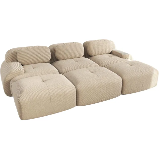 MEUBLE COSY 3-Zitsbank - Cordstof Modulair met 3 Chaise longue Frame-loos - Beige