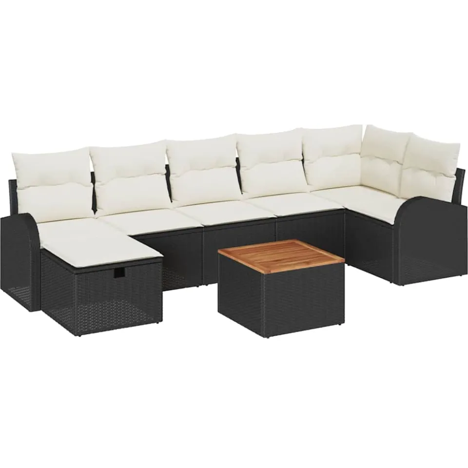 vidaXL Tuinbankenset 8 st Zwart poly rattan