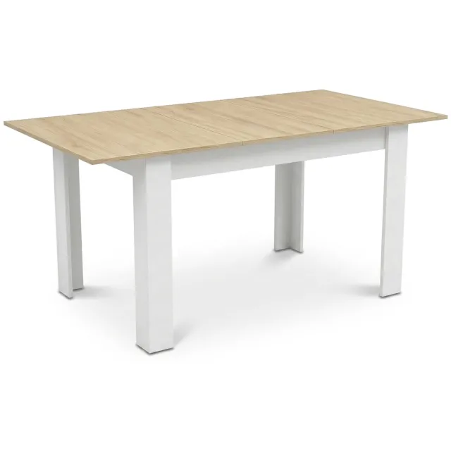 LEOBERT NP Uitschuifbare Eettafel - Sonoma Eikenlook en Wit - 120–160 x 80 cm
