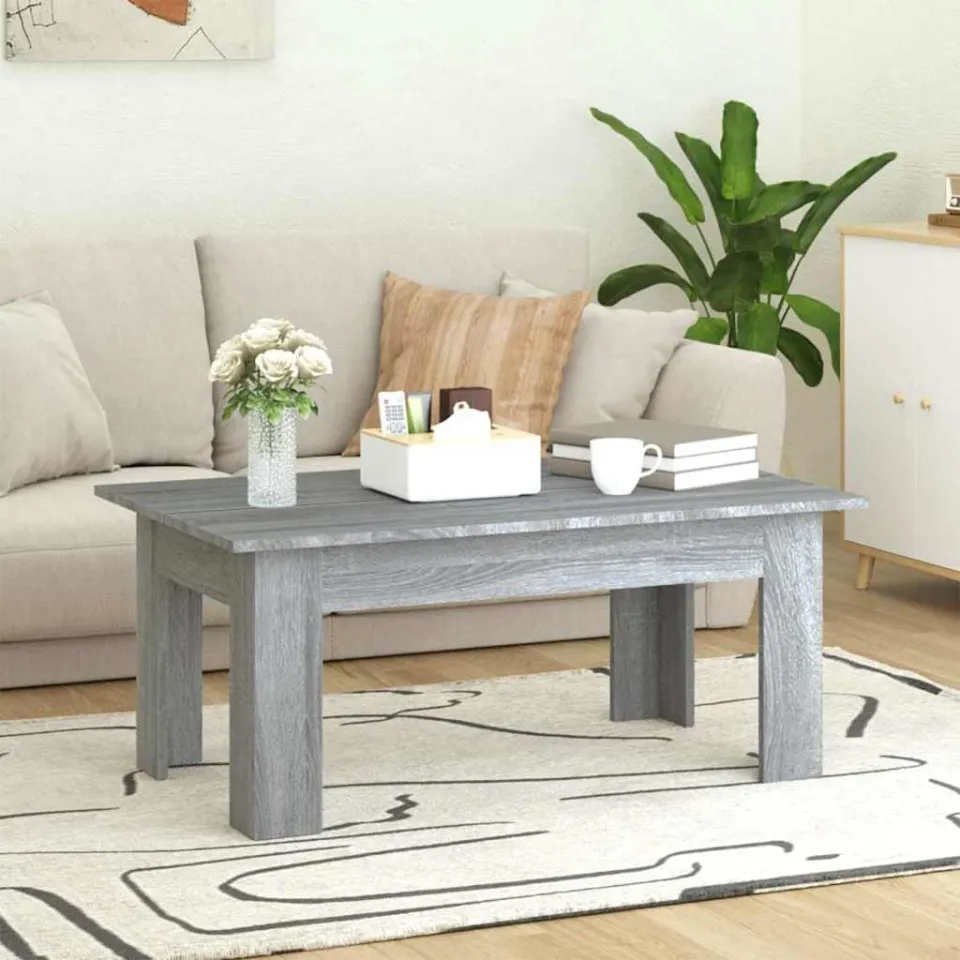 vidaXL Salontafel 100x60x42 cm bewerkt hout grijs sonoma eikenkleurig, foto 3