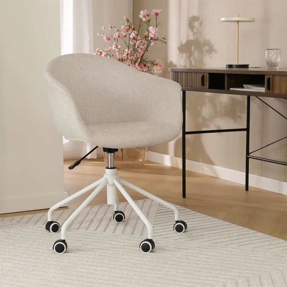 Nolon Nout-Otis bureaustoel beige - wit onderstel, foto 3