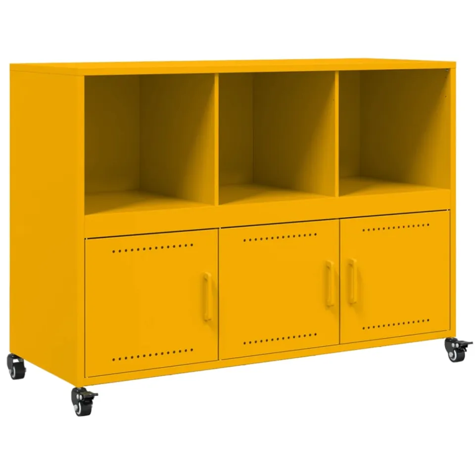 vidaXL Dressoir 100,5x39x72 cm staal mosterdgeel