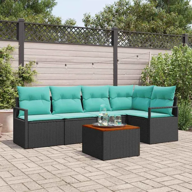 vidaXL Tuinbankenset 6 st Zwart poly rattan, foto 2