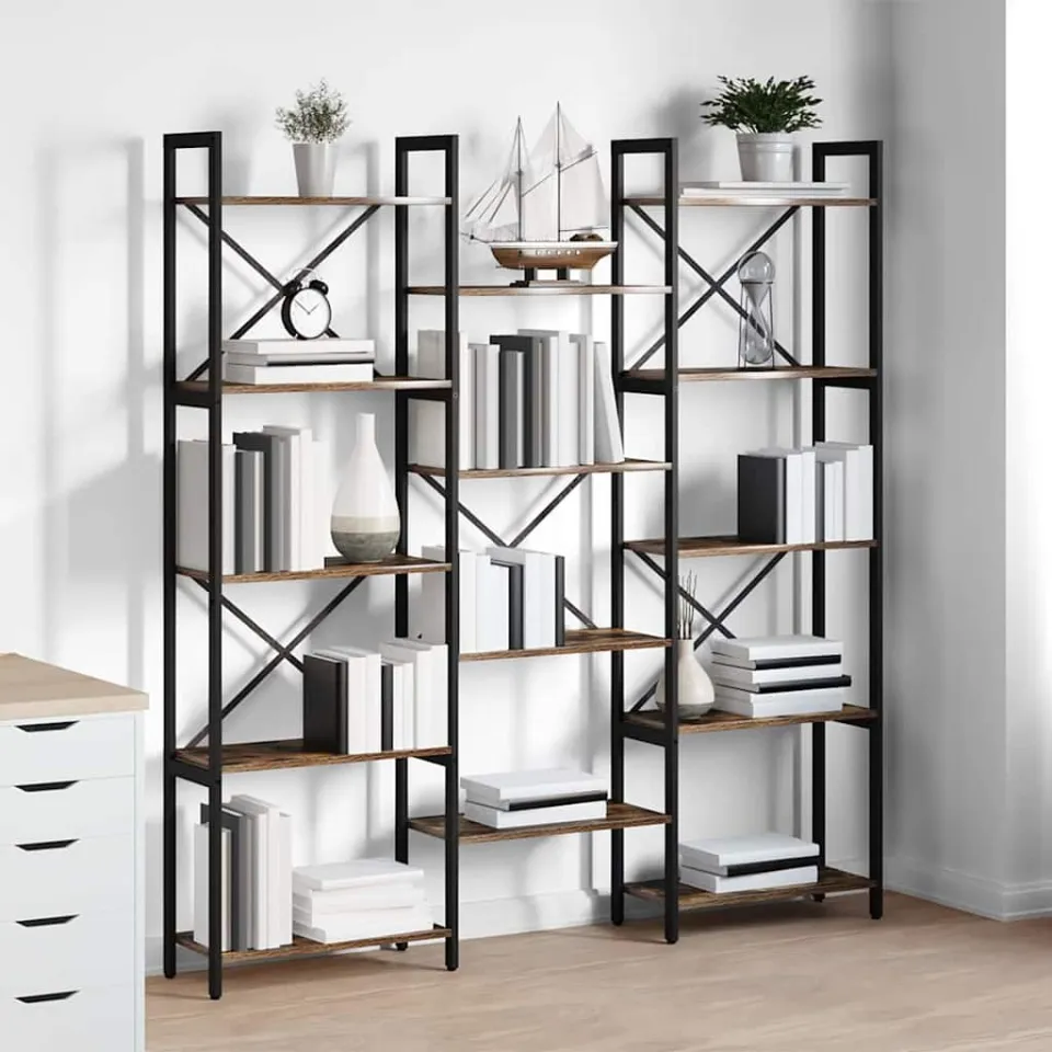 vidaXL Boekenkast 156 x 25 x 167 cm Bewerkt hout Gerookt eiken, foto 4