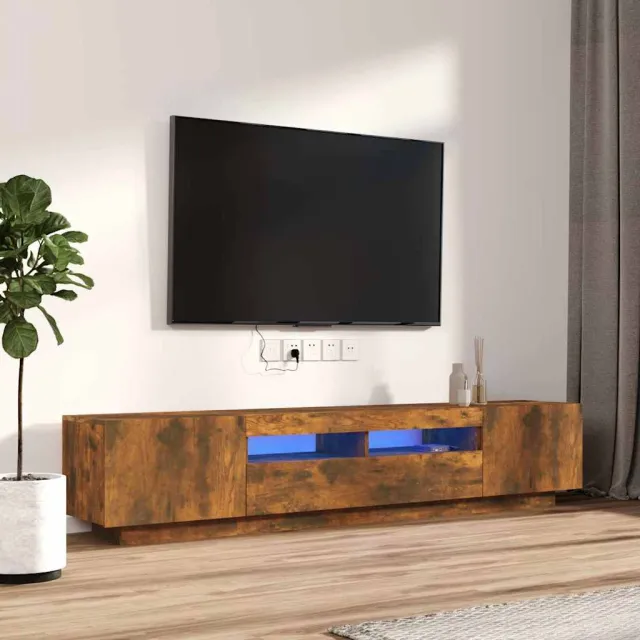 vidaXL 2-delige Tv-meubelset met LED bewerkt hout gerookt eikenkleurig, foto 2