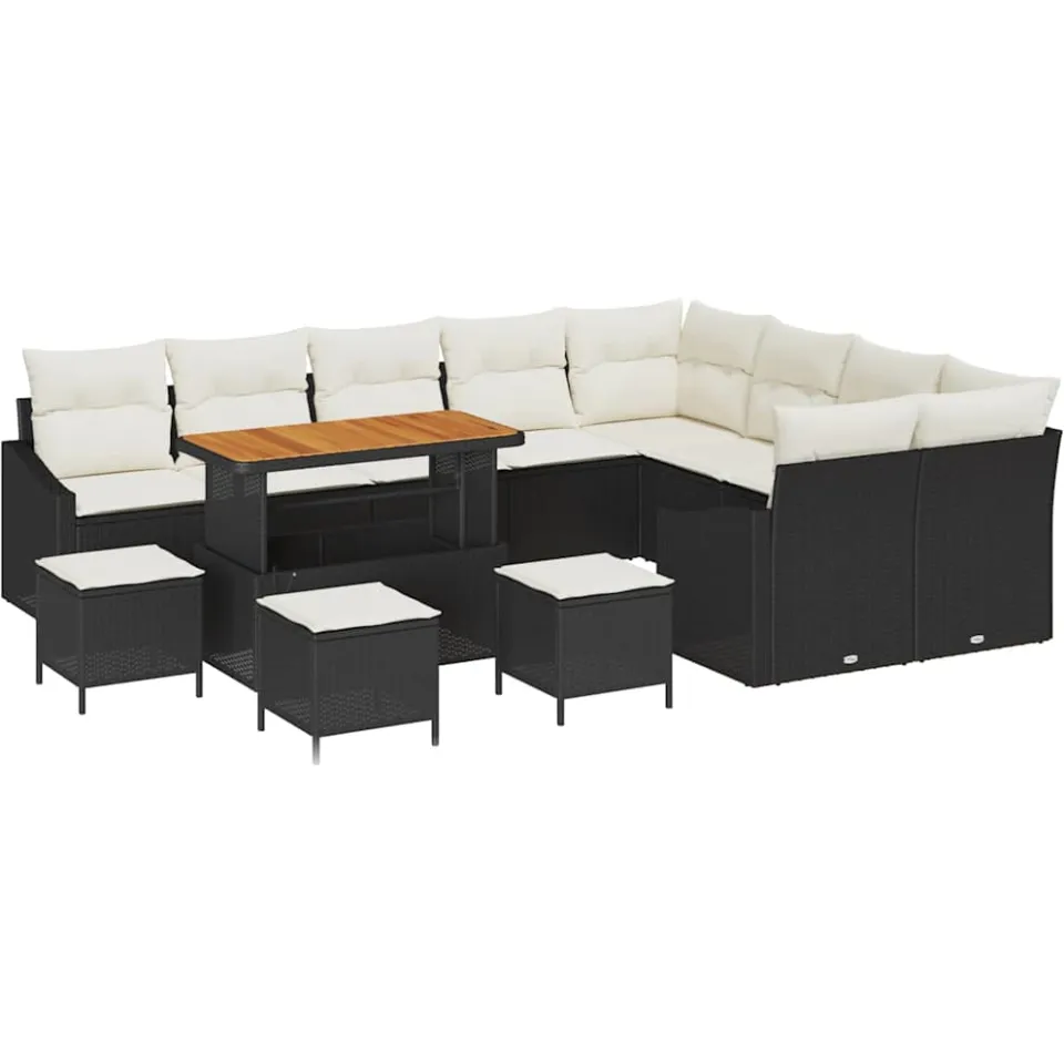 vidaXL Tuinbankenset 13 st Zwart poly rattan