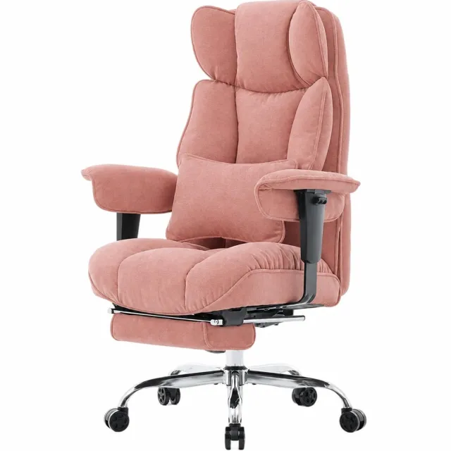 Duraxl Efomao Ergonomische Bureaustoel met Voetensteun, Luxe Directiestoel van PU-Leer, Verstelbare Roze