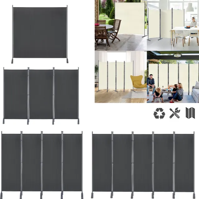 LZQ 4-delige Stoffen Paravent Trennwand 225x180cm Faltbare Sichtschutzwand Voor Balkon En Büros In Anthrazit Anthraziet