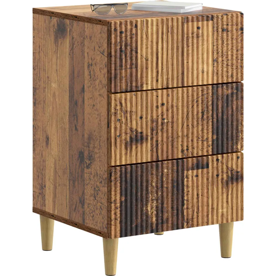 vidaXL Nachtkastje Oud hout 43 x 41 x 66,5 cm Bewerkt hout Bruin