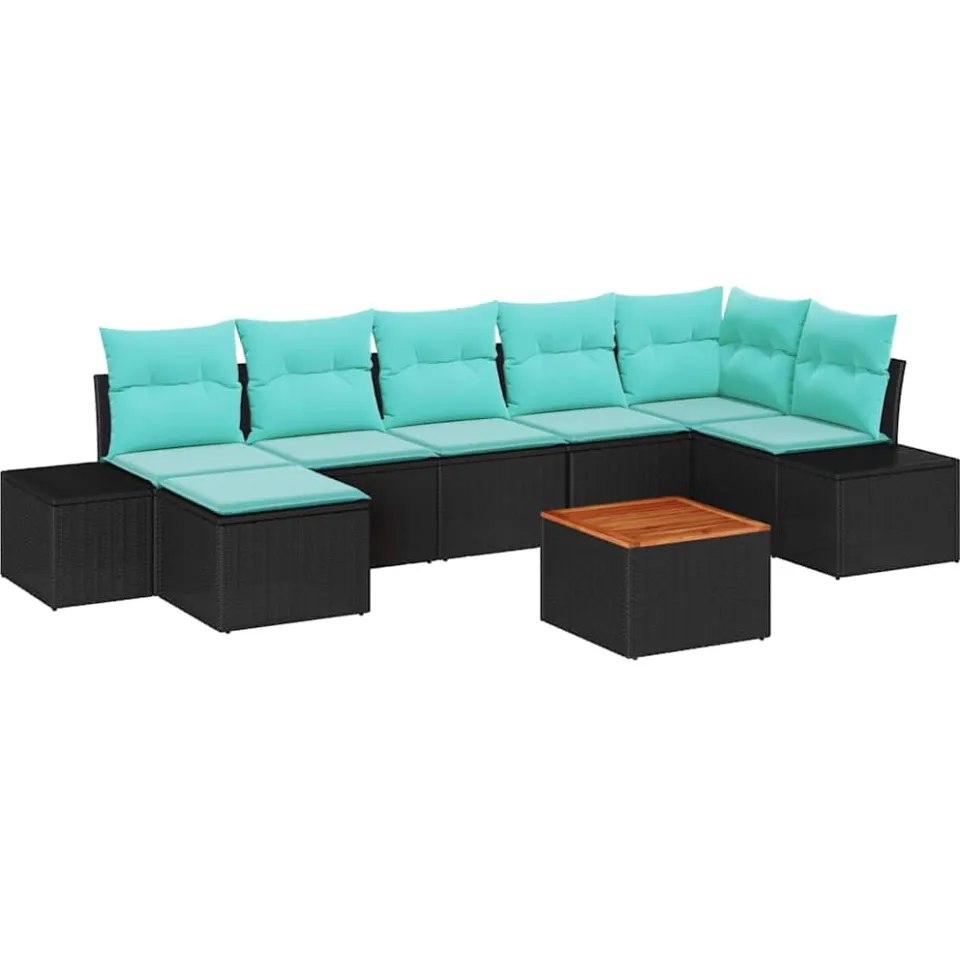 vidaXL Tuinbankenset 8 st Zwart poly rattan