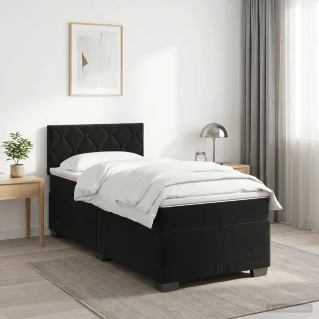 vidaXL Boxspringbed met matras Zwart 80 x 200 cm Fluweel