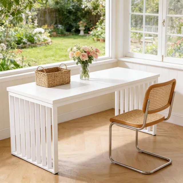 MODFU Bureau - 2-Persoons - Industrieel - Wit - MDF - 180 X 60 Cm