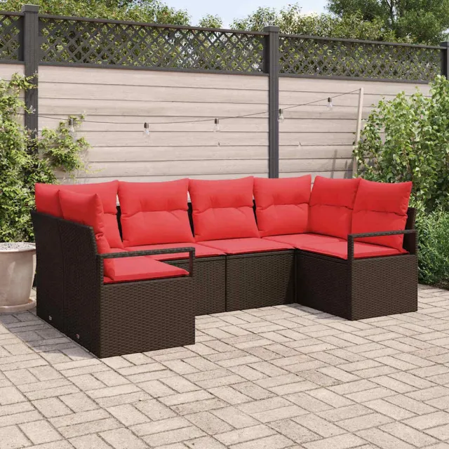 vidaXL Bankstel 6 st Bruin [Synthetisch]: Poly Rattan