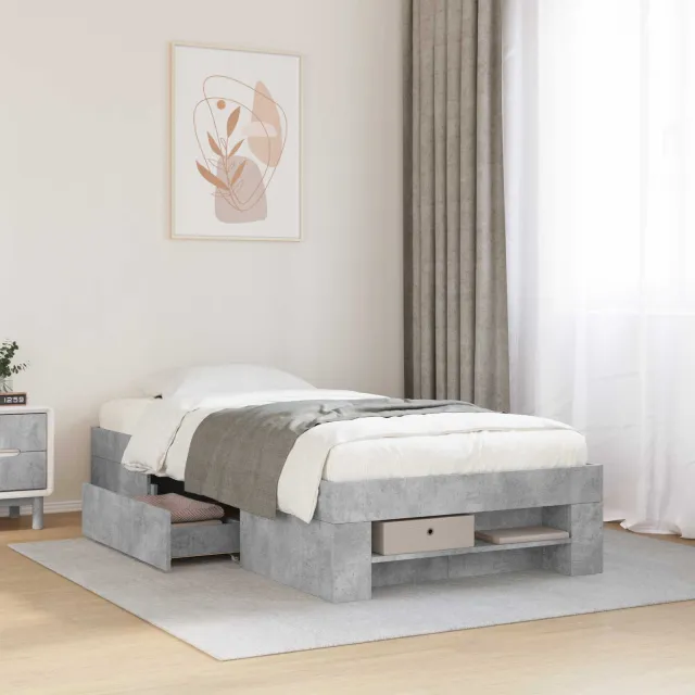 vidaXL Bedframe met opslag Betongrijs 80 x 200 cm Bewerkt hout