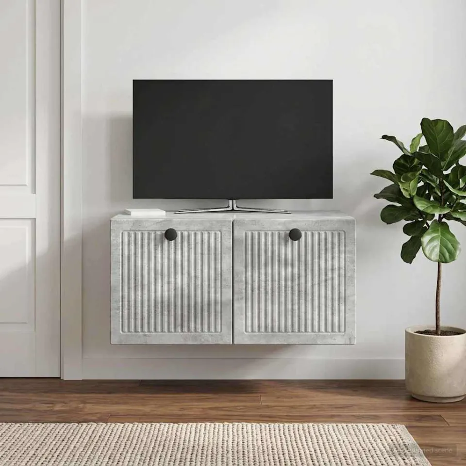 vidaXL Wandbeugel TV-kast Betongrijs 59,5 x 41 x 30 cm Bewerkt hout grijs, foto 4