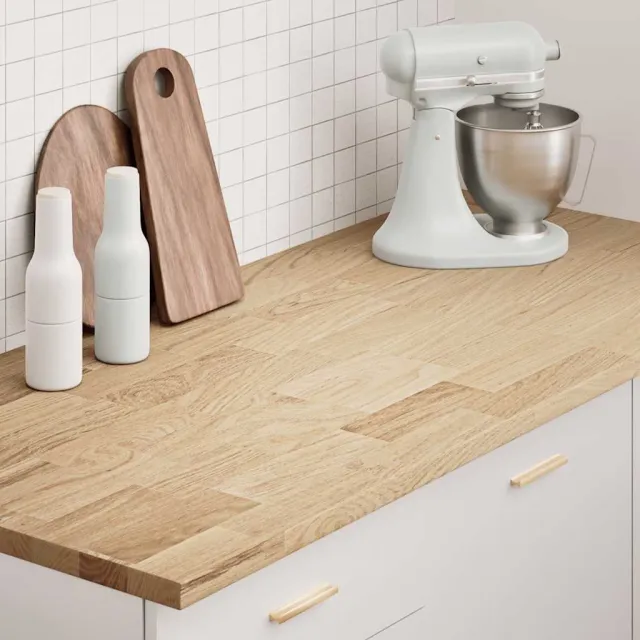 vidaXL Keuken werkblad rechthoekig 140x63,5x2,7 cm massief eikenhout Bruin